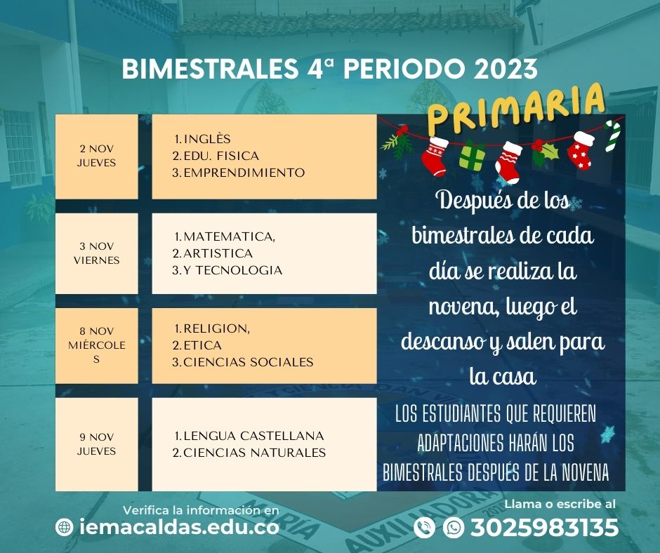 Programa bimestrales cuarto periodo 2023