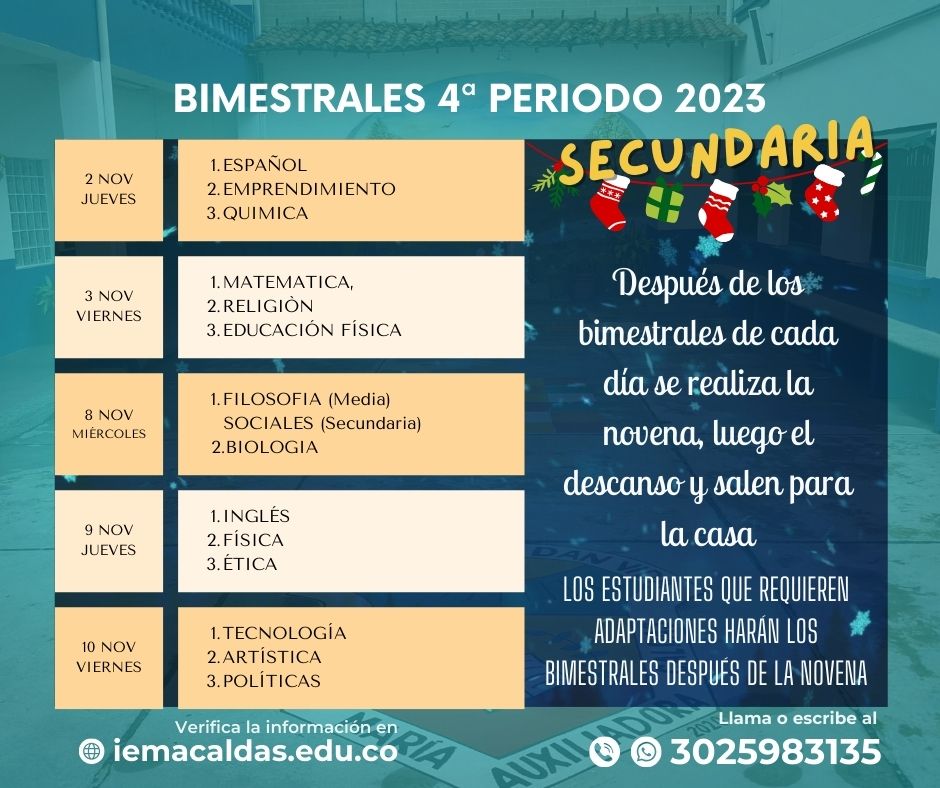 Programa bimestrales cuarto periodo 2023